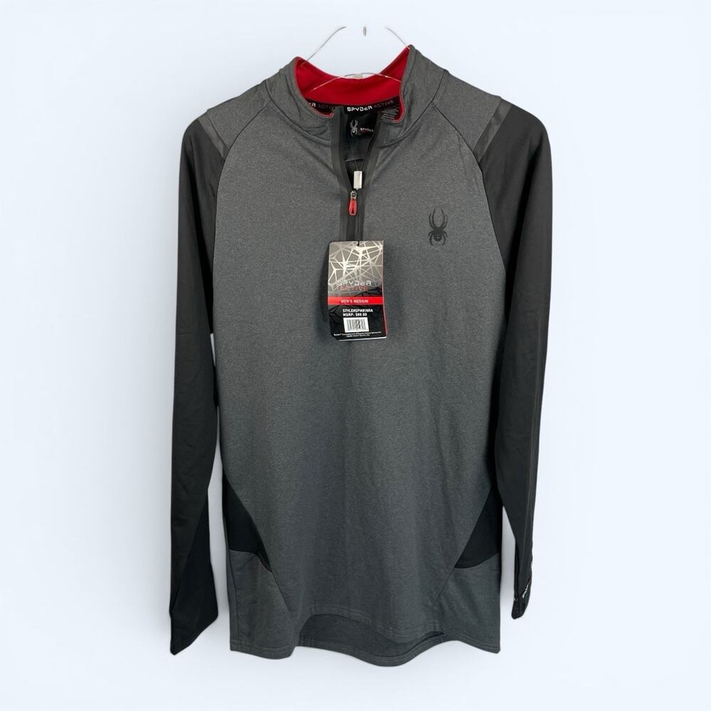Spyder Active ProWeb Men's Pullover Quarter-Zip Black Red M NWT